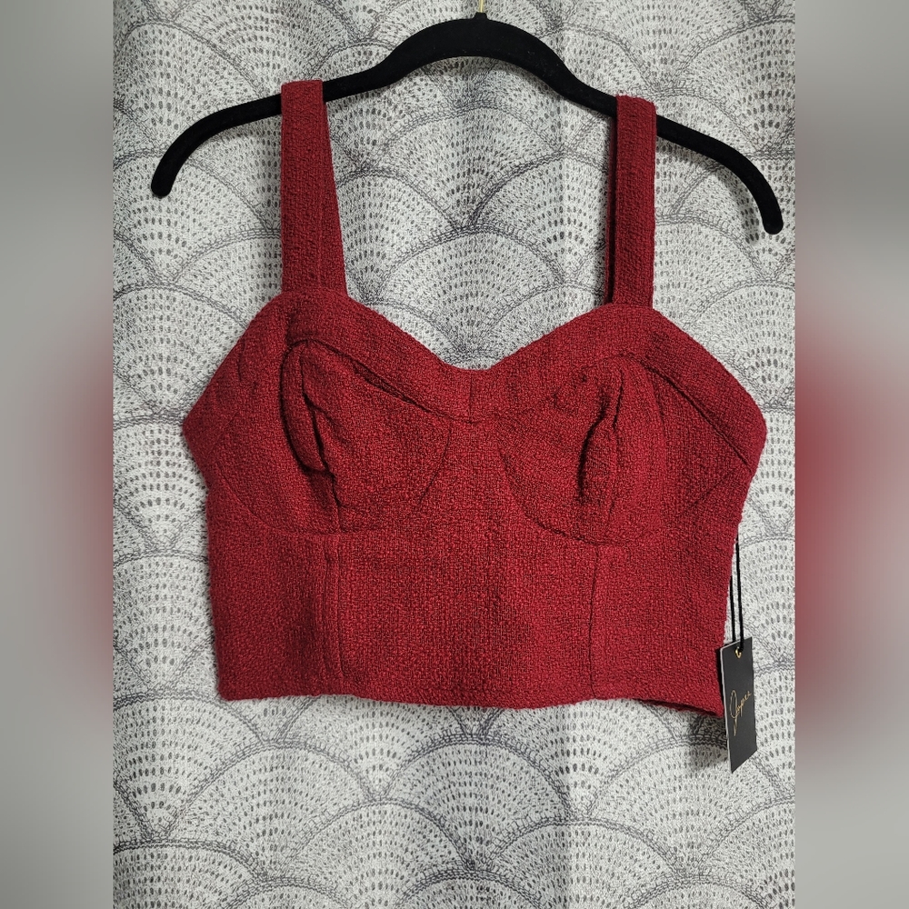 Japna Red Corset Crop Top Size Medium